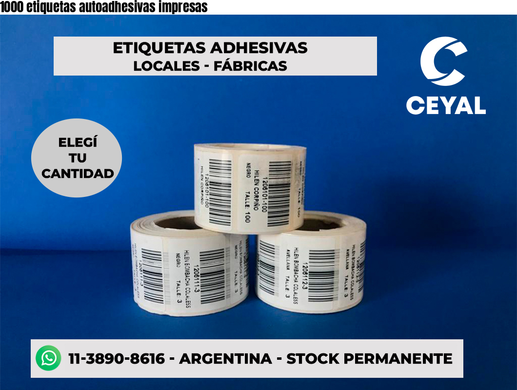 1000 etiquetas autoadhesivas impresas