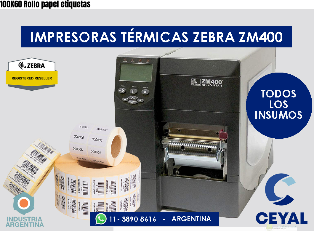 100X60 Rollo papel etiquetas