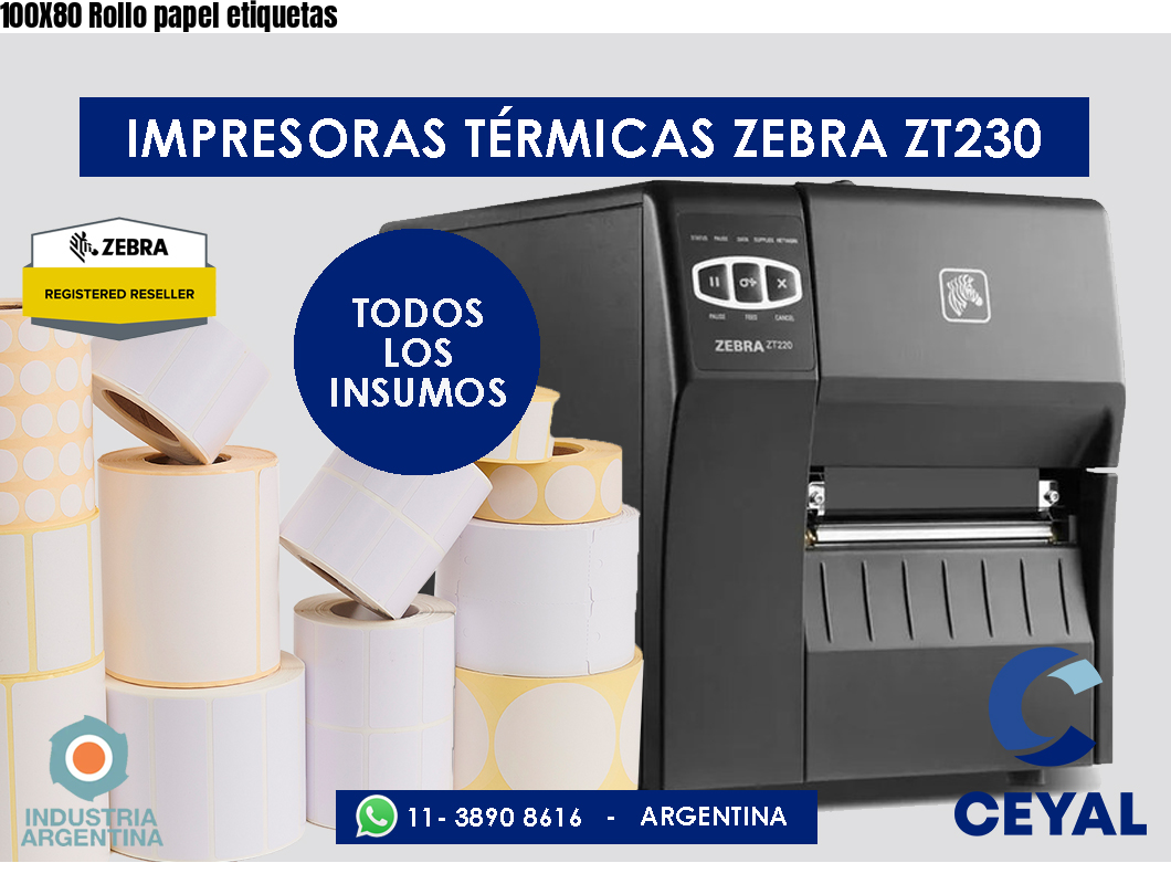 100X80 Rollo papel etiquetas