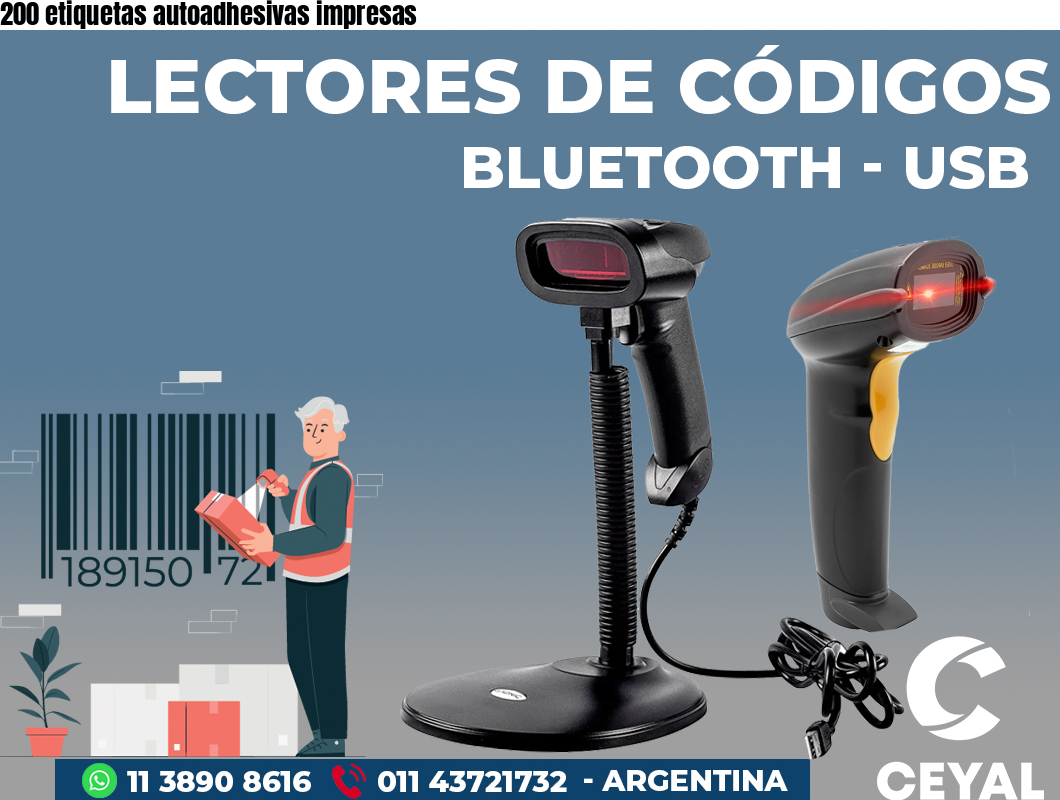 200 etiquetas autoadhesivas impresas