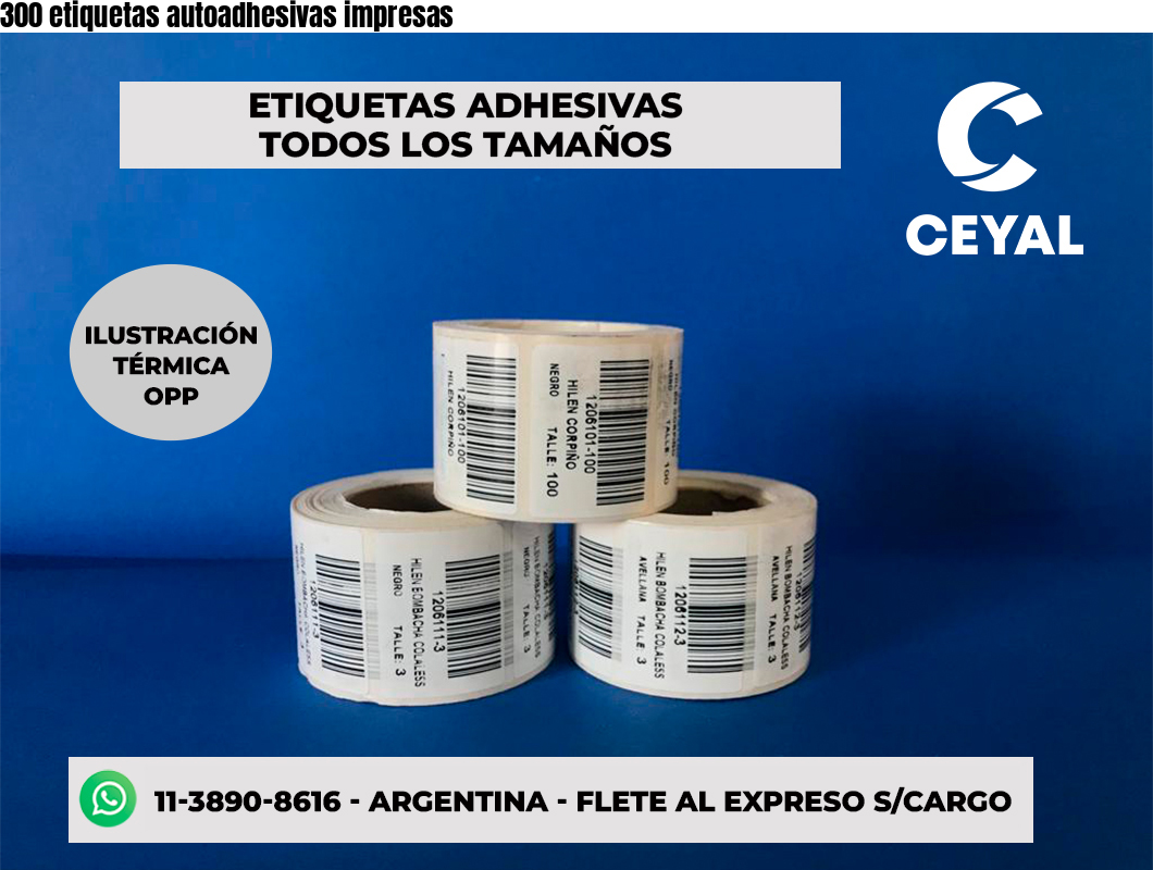 300 etiquetas autoadhesivas impresas