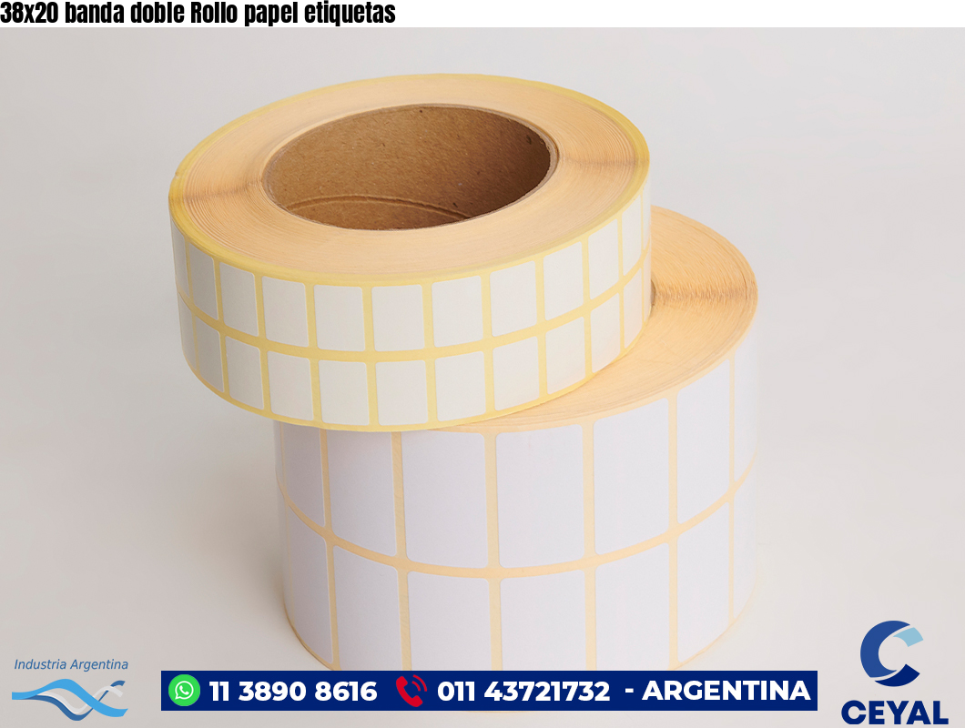 38×20 banda doble Rollo papel etiquetas