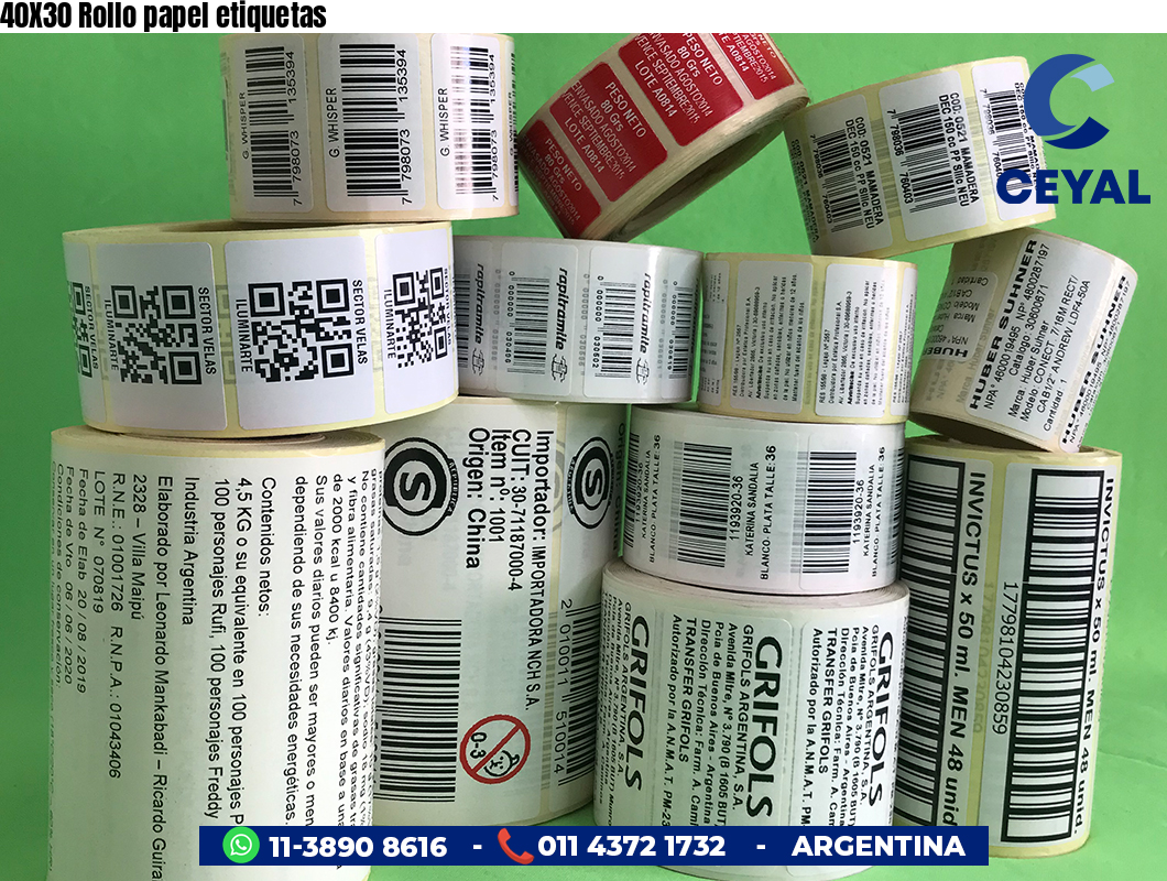 40X30 Rollo papel etiquetas