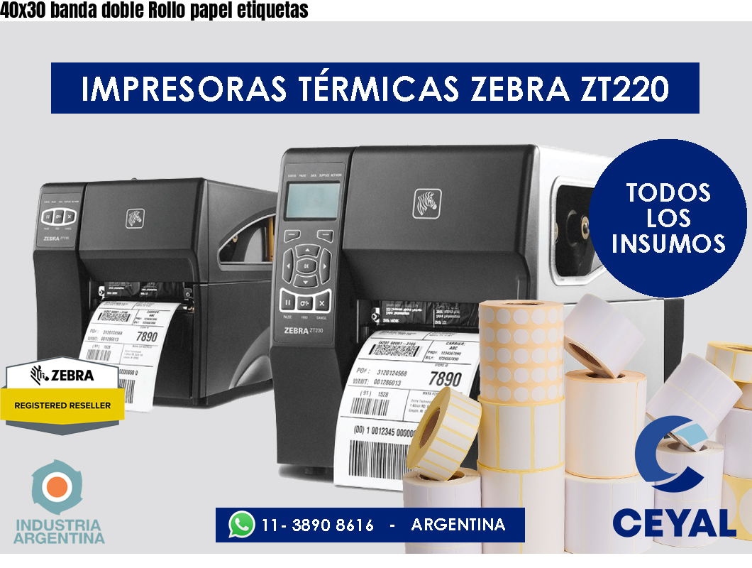 40x30 banda doble Rollo papel etiquetas
