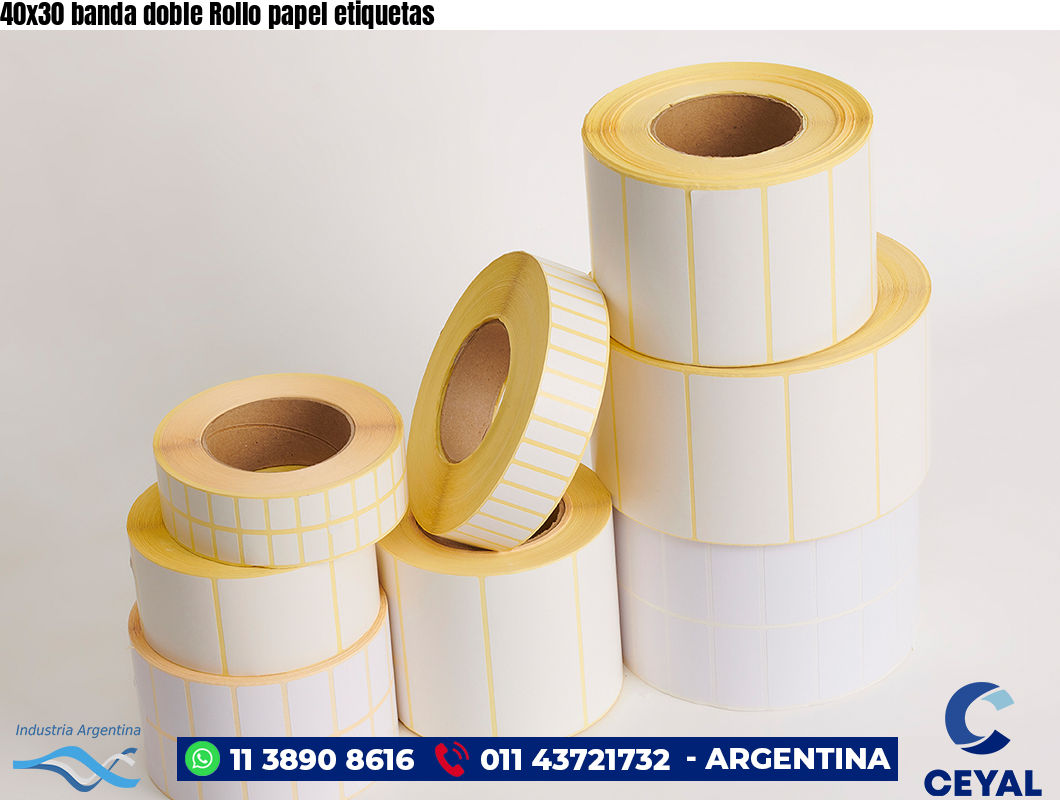 40x30 banda doble Rollo papel etiquetas