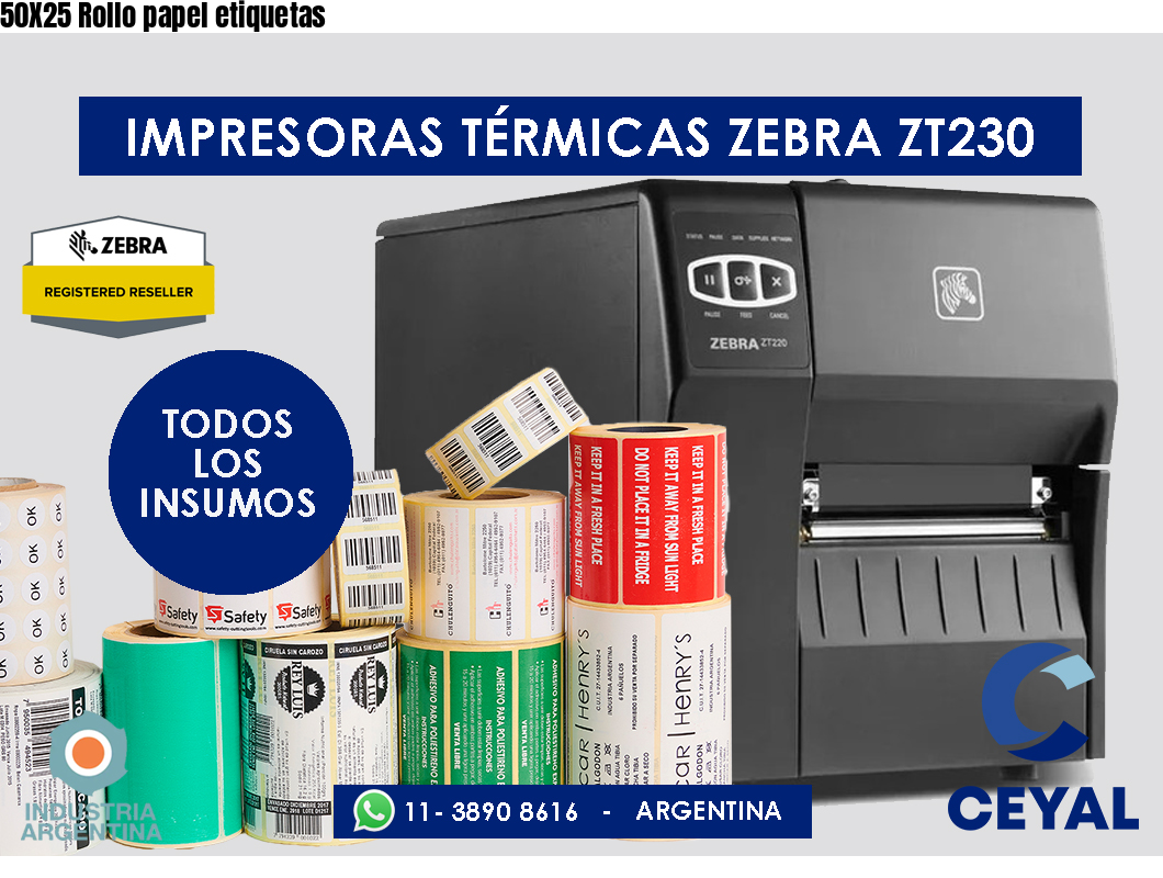50X25 Rollo papel etiquetas