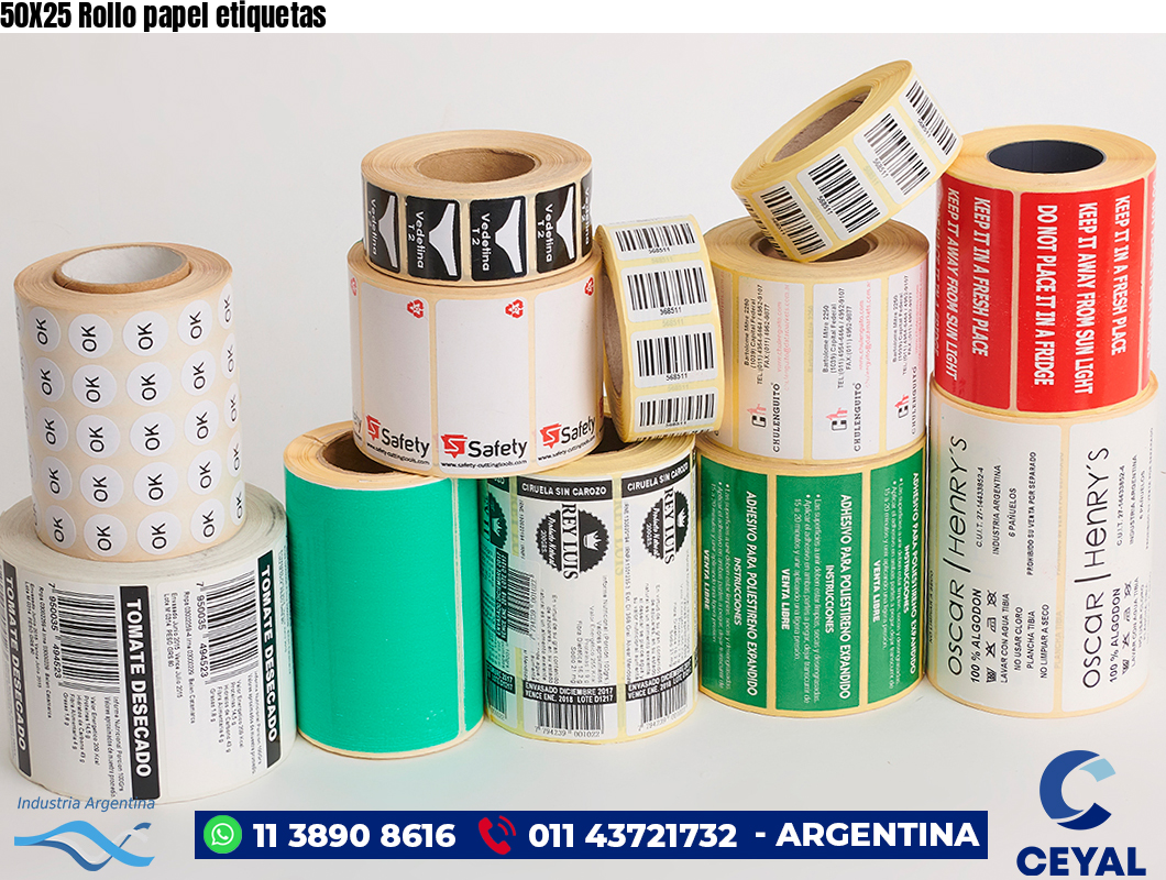 50X25 Rollo papel etiquetas