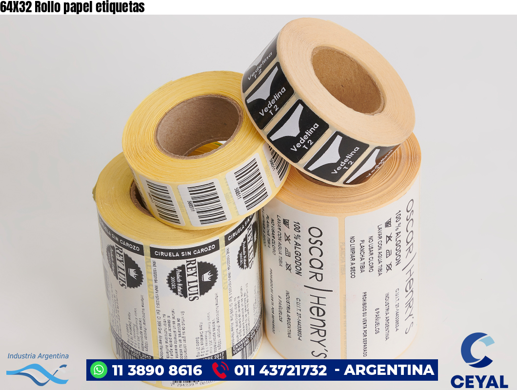 64X32 Rollo papel etiquetas