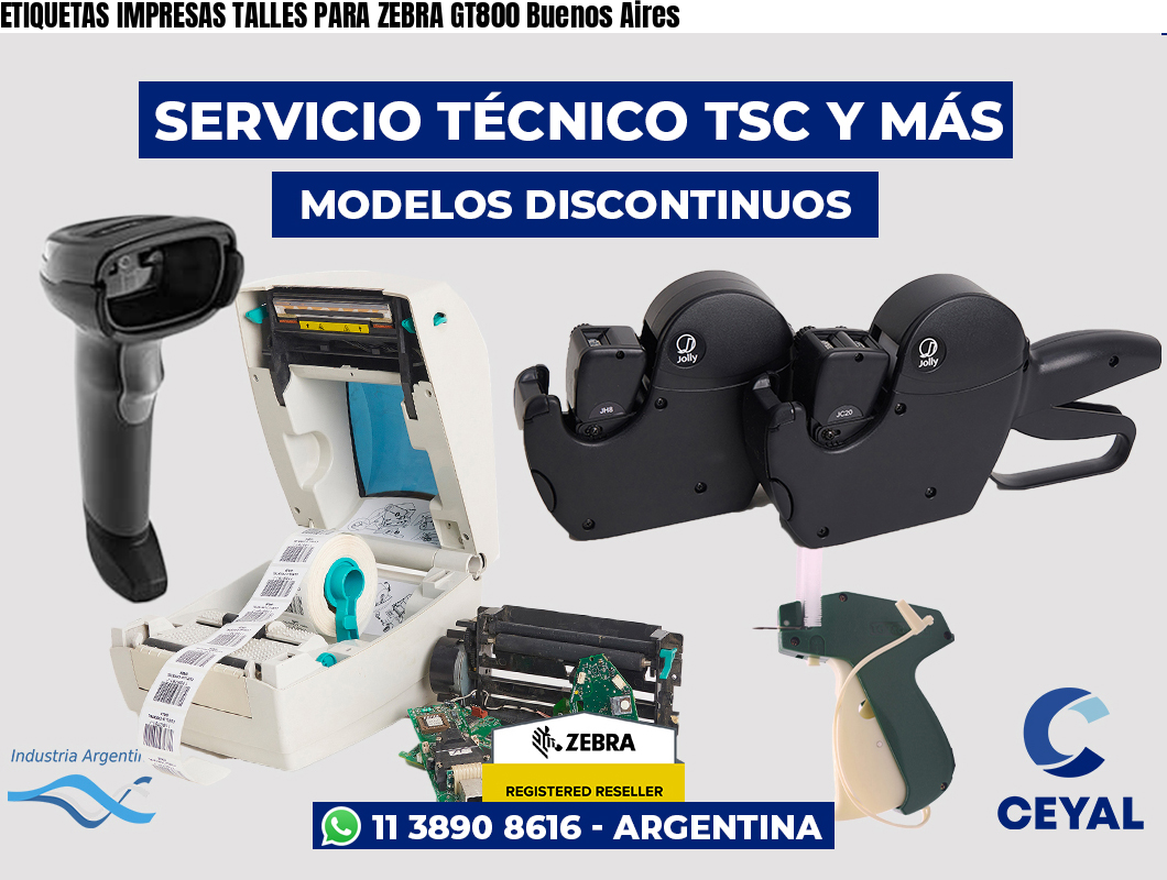 ETIQUETAS IMPRESAS TALLES PARA ZEBRA GT800 Buenos Aires