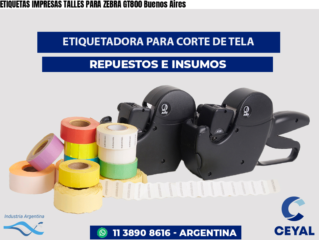 ETIQUETAS IMPRESAS TALLES PARA ZEBRA GT800 Buenos Aires