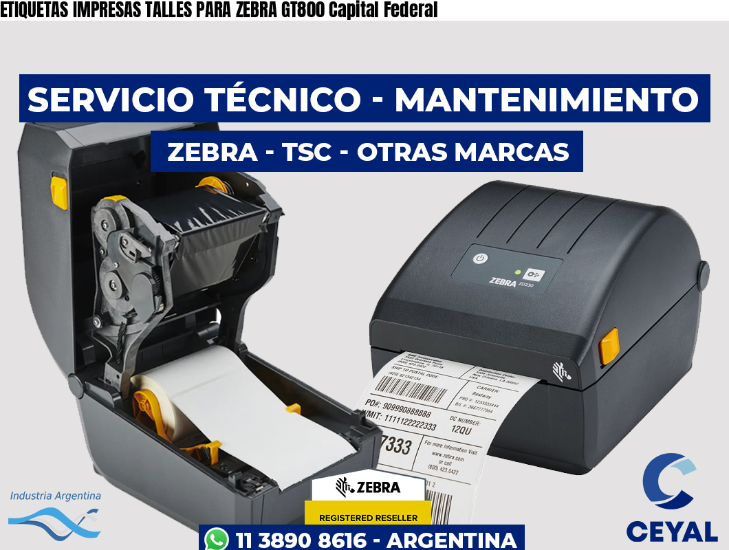 ETIQUETAS IMPRESAS TALLES PARA ZEBRA GT800 Capital Federal