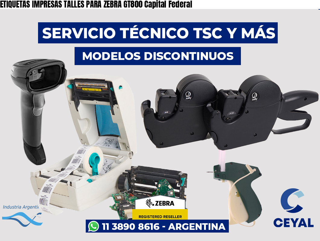 ETIQUETAS IMPRESAS TALLES PARA ZEBRA GT800 Capital Federal