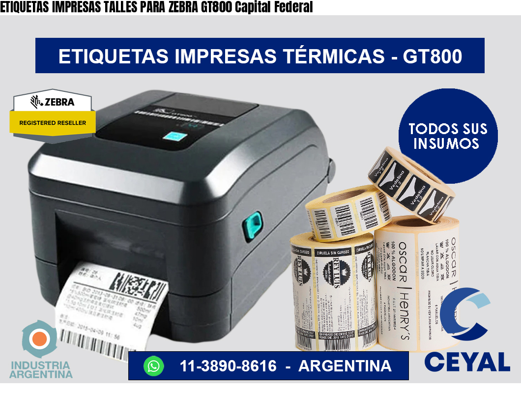ETIQUETAS IMPRESAS TALLES PARA ZEBRA GT800 Capital Federal
