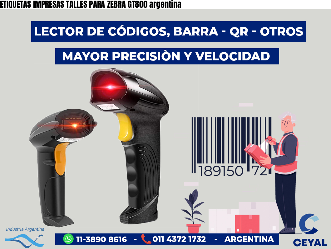 ETIQUETAS IMPRESAS TALLES PARA ZEBRA GT800 argentina