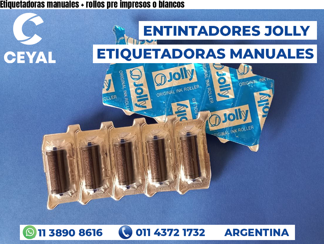 Etiquetadoras manuales + rollos pre impresos o blancos