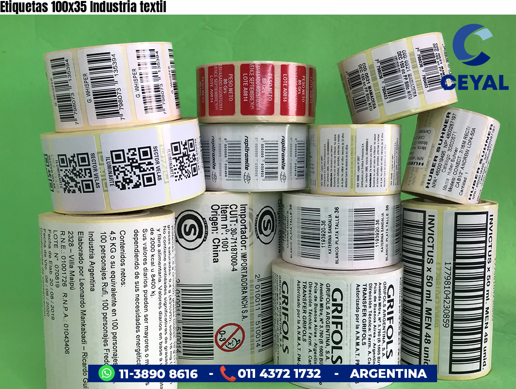 Etiquetas 100x35 Industria textil