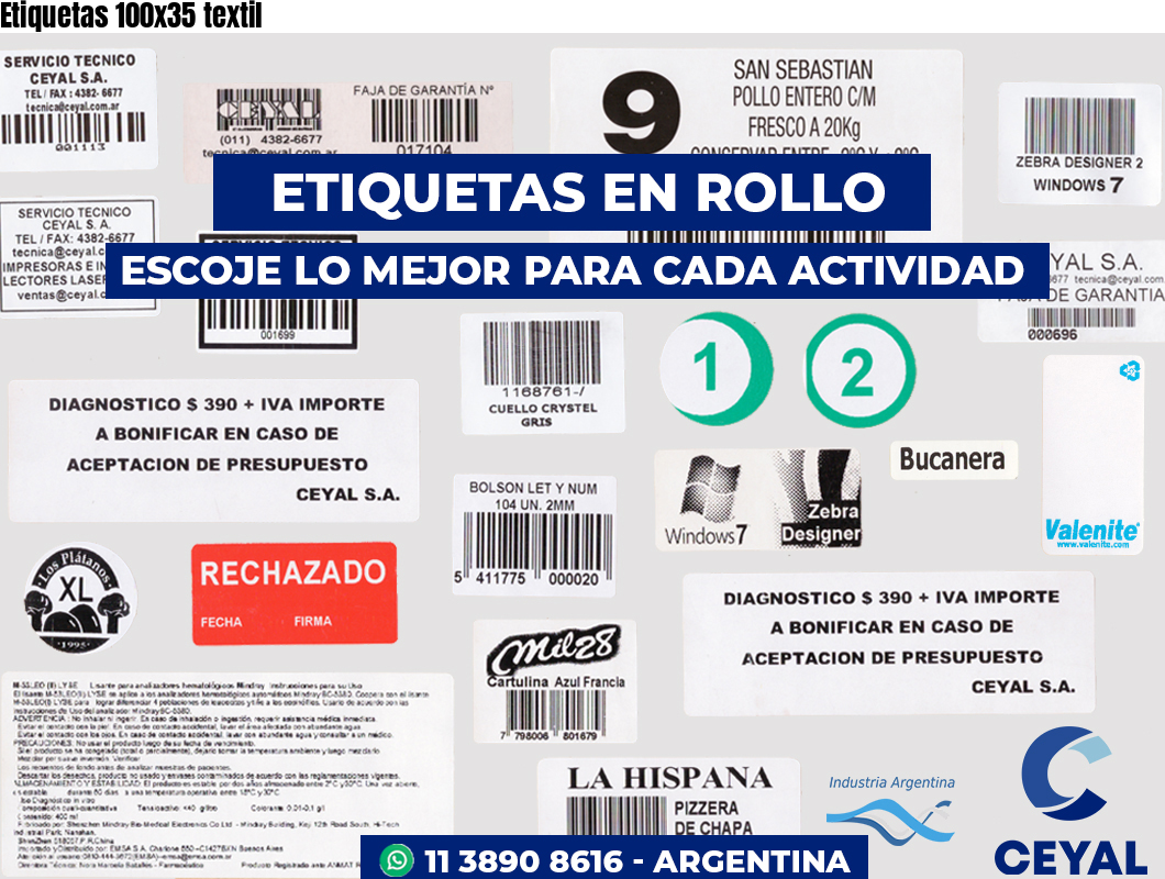 Etiquetas 100x35 textil