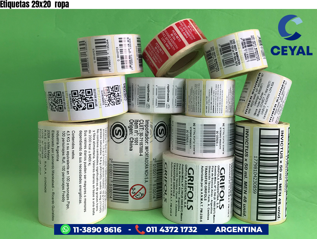 Etiquetas 29x20 ropa