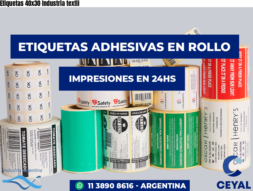 Etiquetas 40x30 Industria textil