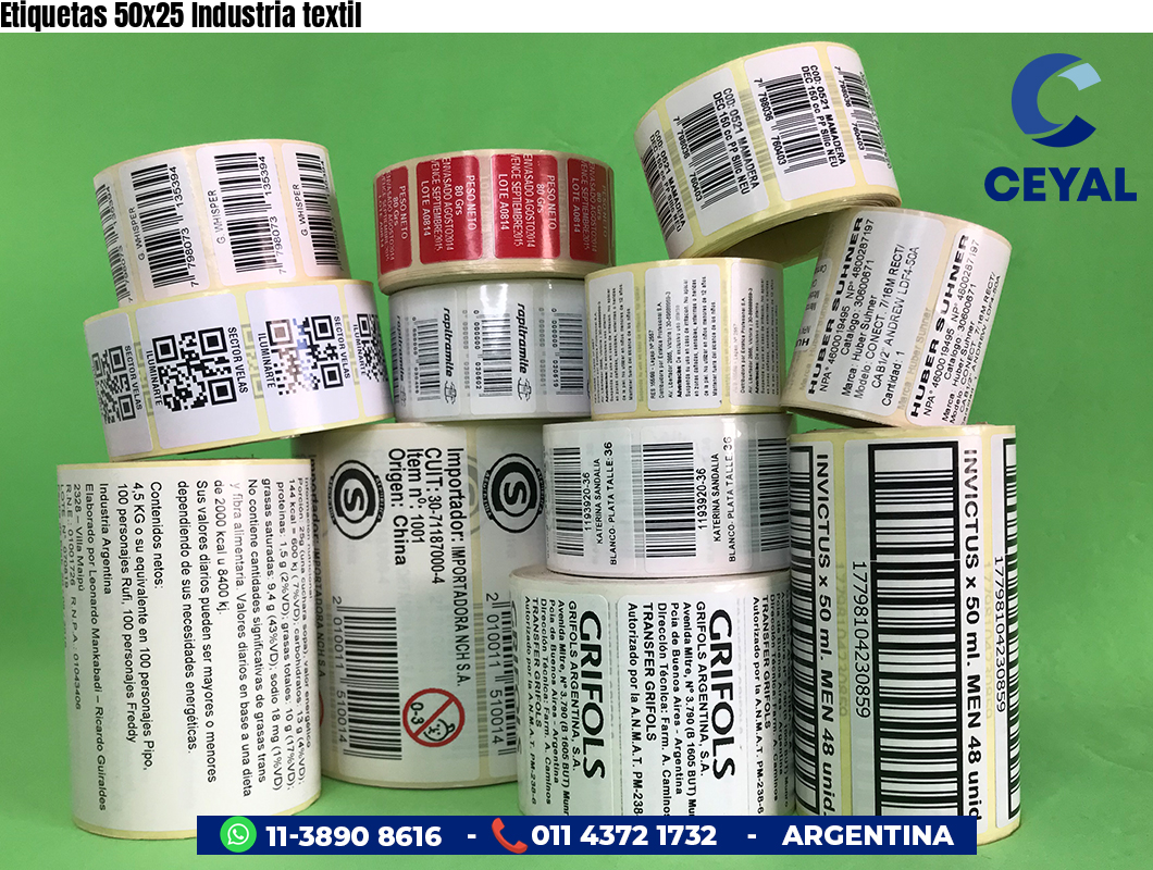 Etiquetas 50x25 Industria textil
