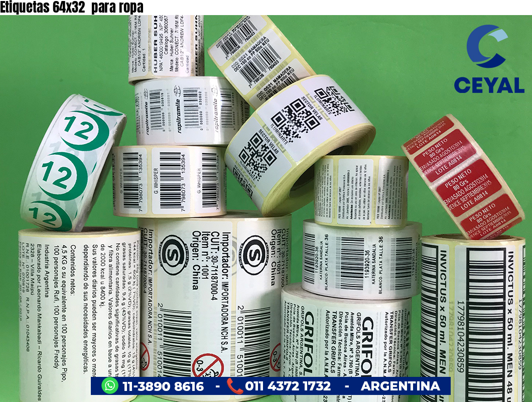 Etiquetas 64x32 para ropa