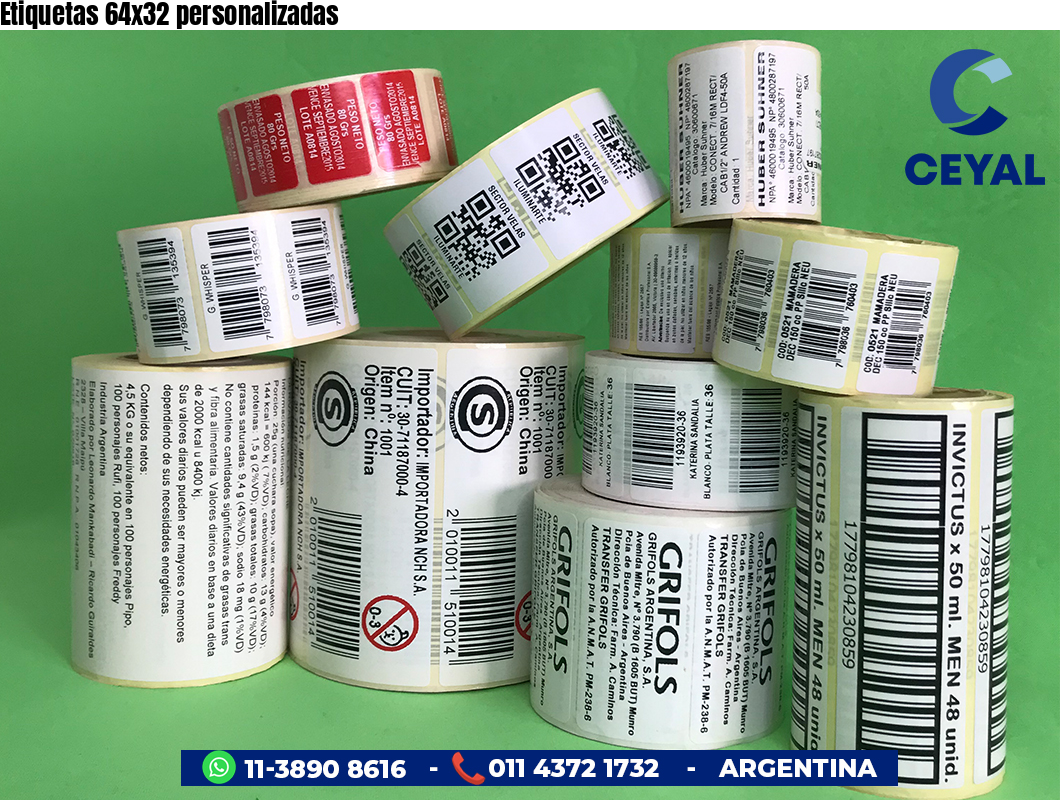 Etiquetas 64x32 personalizadas