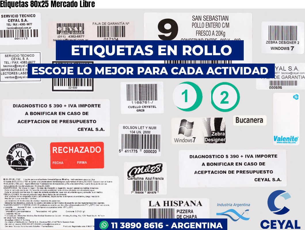 Etiquetas 80x25 Mercado Libre