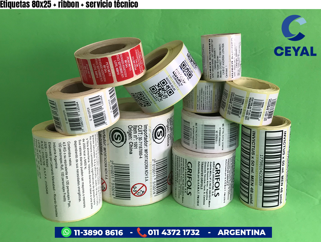 Etiquetas 80x25 ribbon servicio técnico