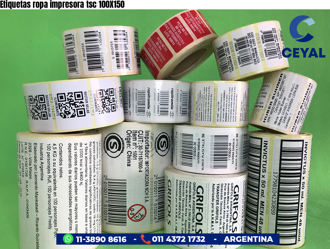Etiquetas ropa impresora tsc 100X150