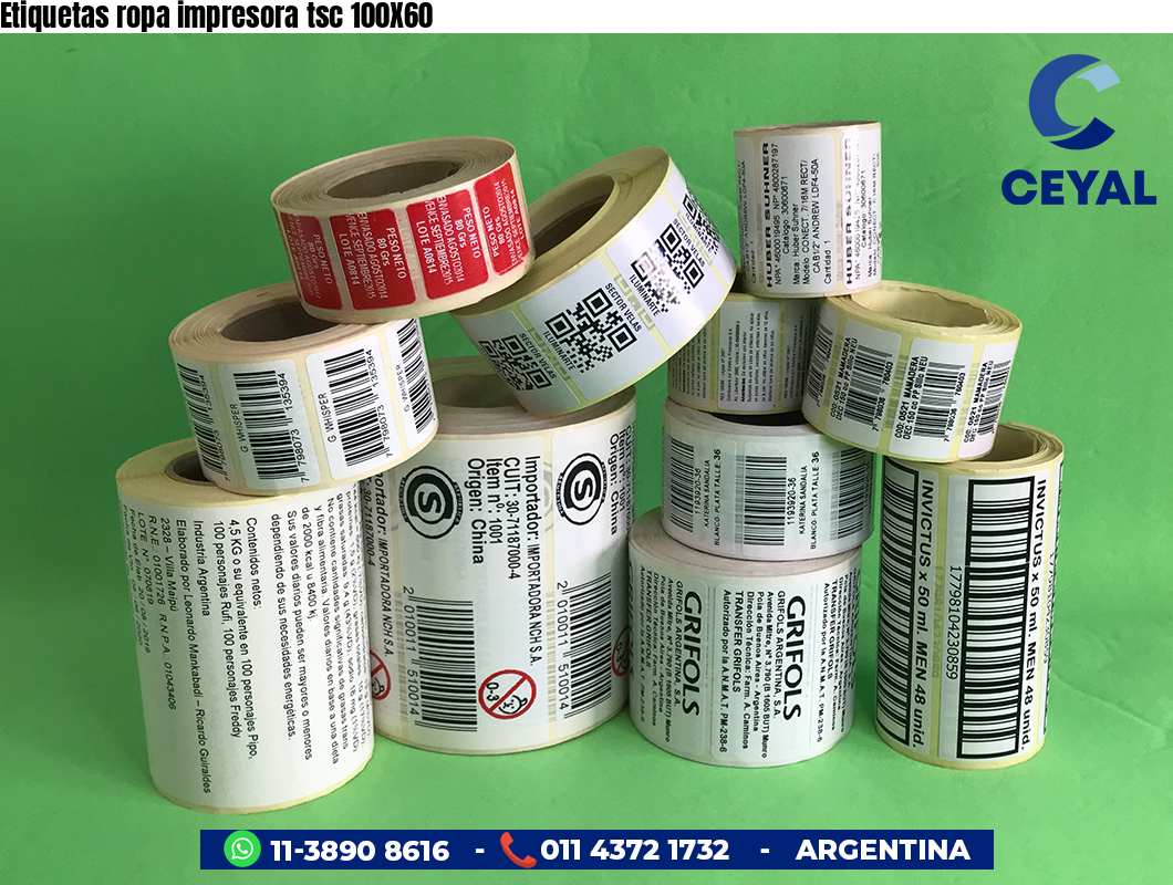 Etiquetas ropa impresora tsc 100X60