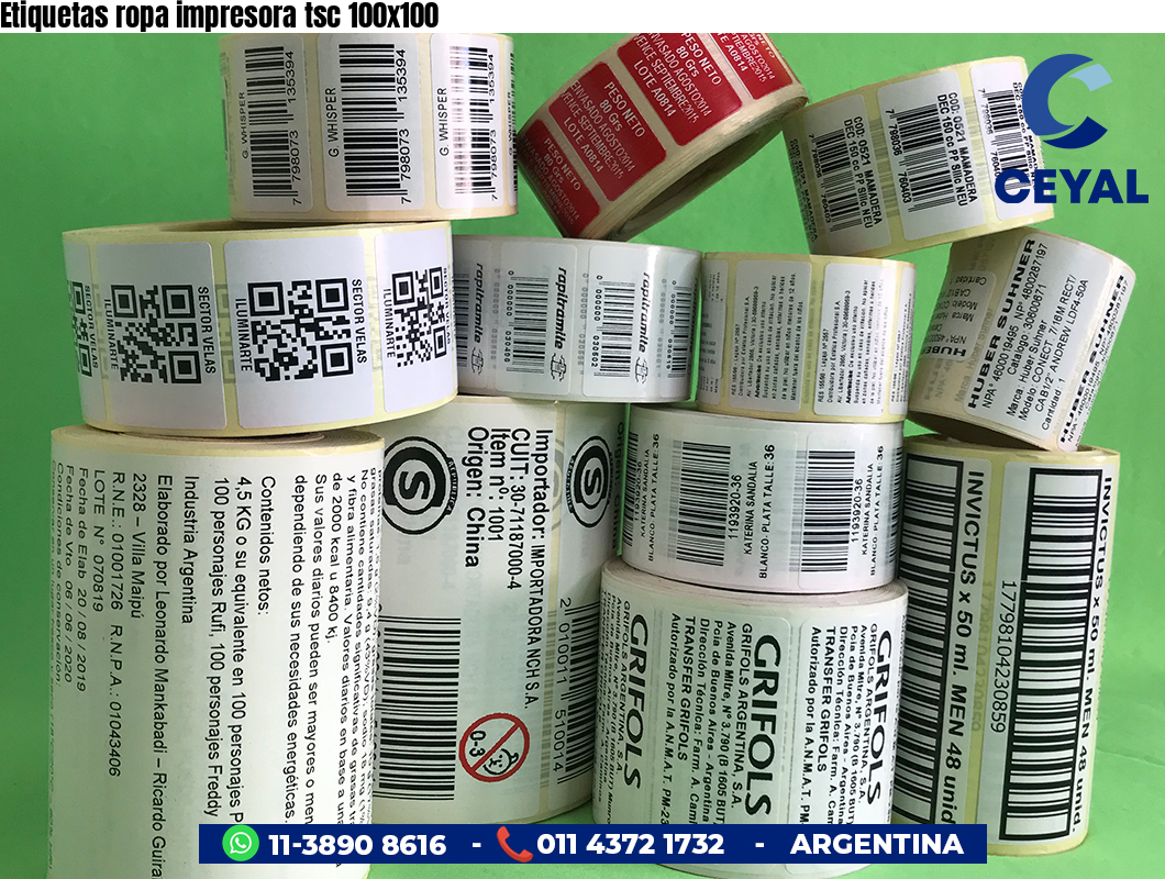 Etiquetas ropa impresora tsc 100x100