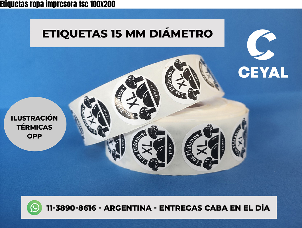 Etiquetas ropa impresora tsc 100×200
