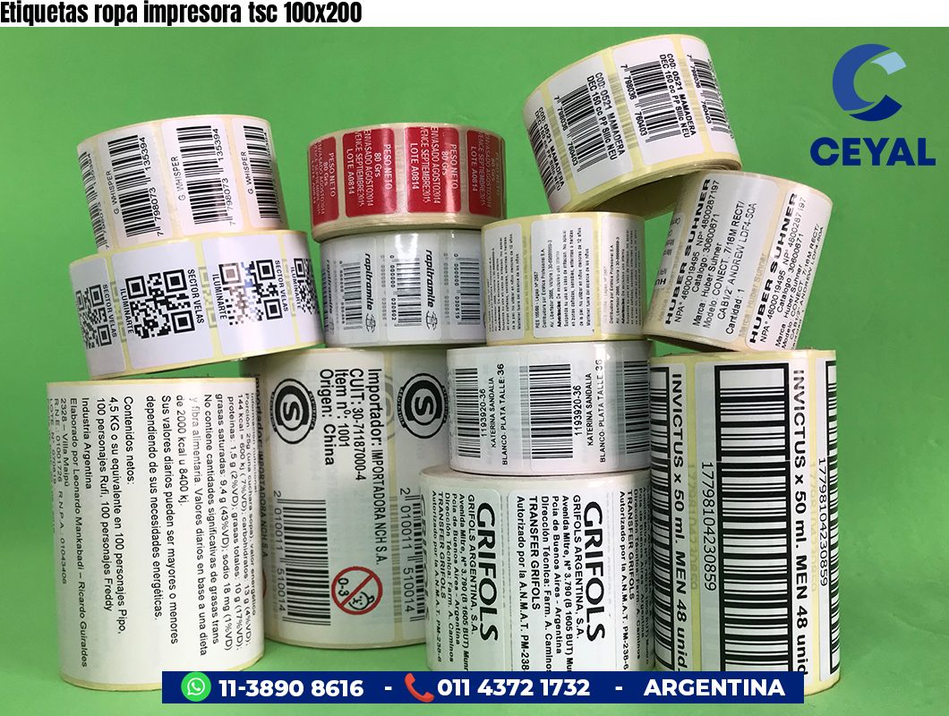 Etiquetas ropa impresora tsc 100x200