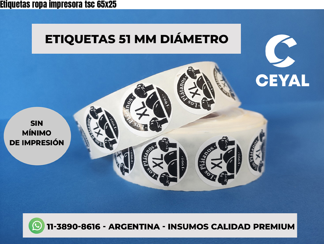 Etiquetas ropa impresora tsc 65×25