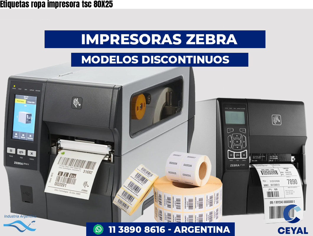 Etiquetas ropa impresora tsc 80X25