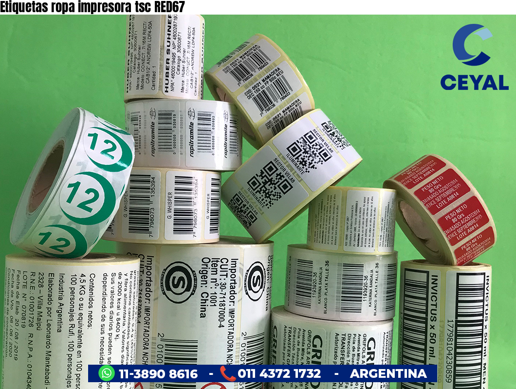 Etiquetas ropa impresora tsc RED67
