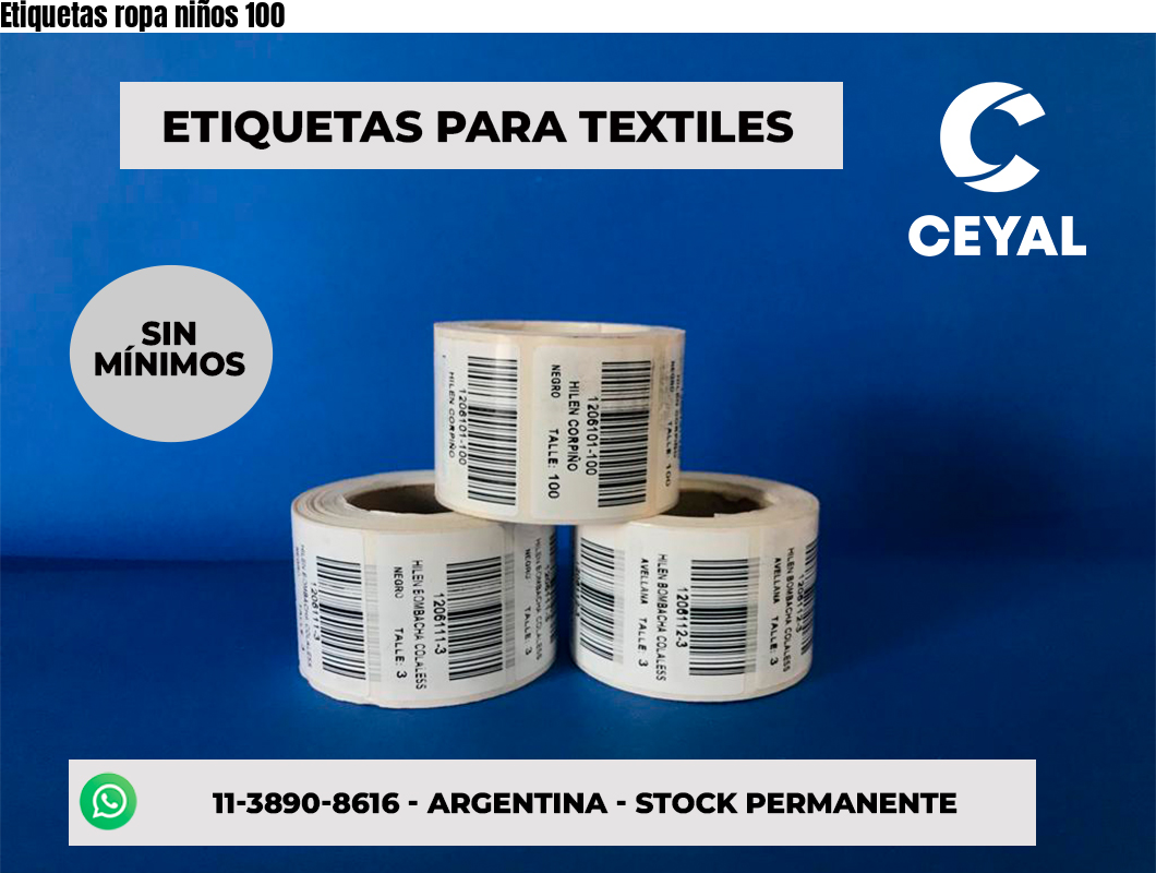 Etiquetas ropa niños 100