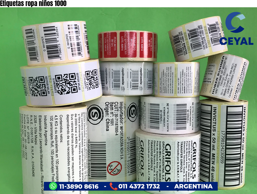 Etiquetas ropa niños 1000