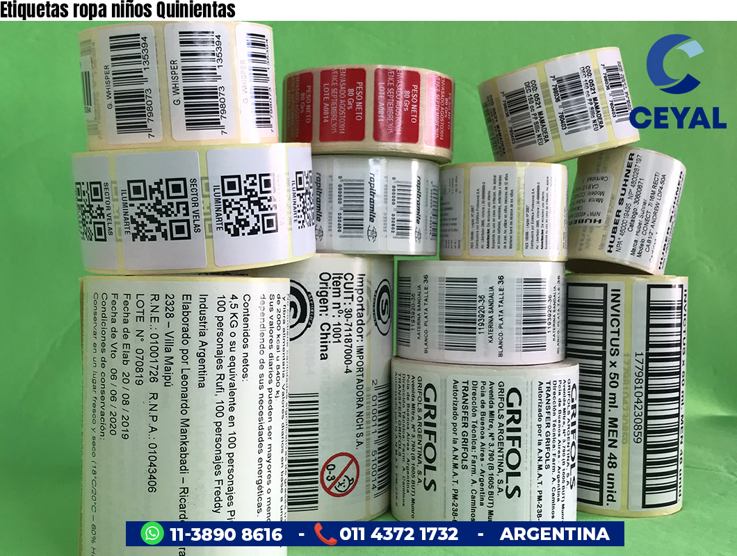 Etiquetas ropa niños Quinientas