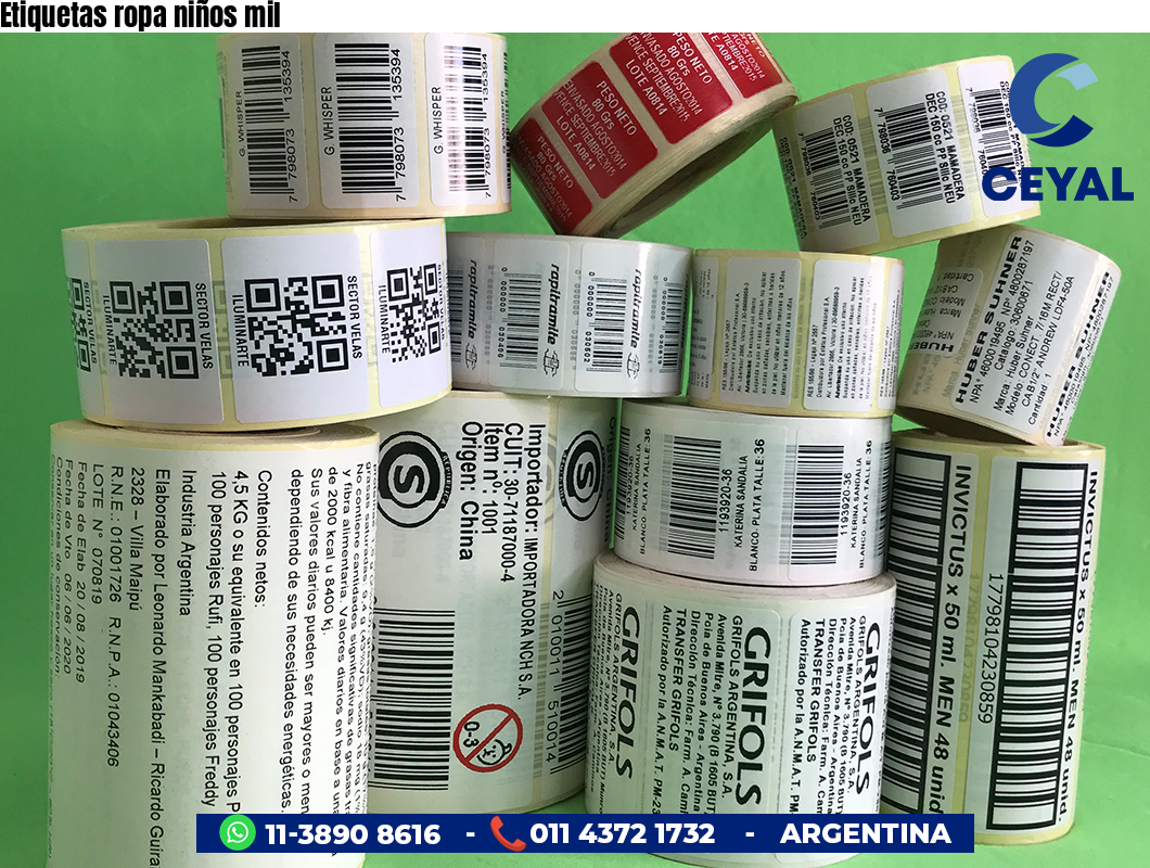 Etiquetas ropa niños mil
