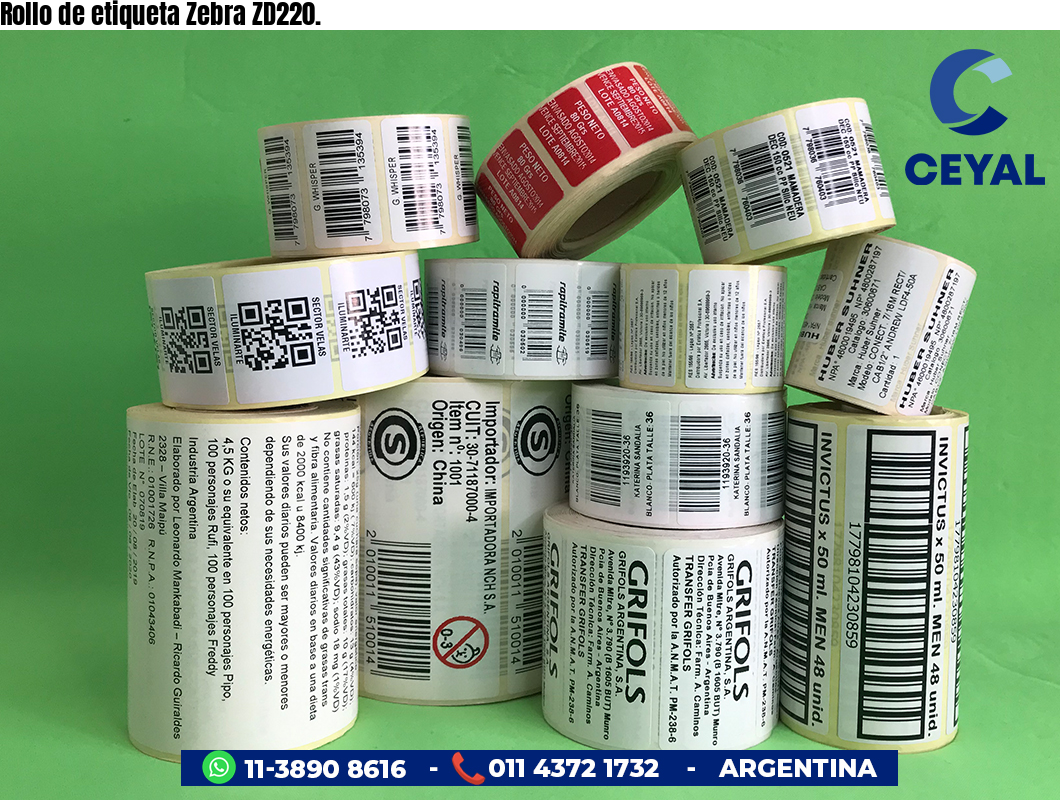 Rollo de etiqueta Zebra ZD220.