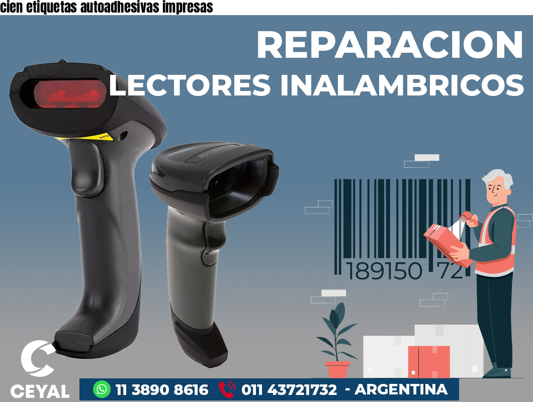 cien etiquetas autoadhesivas impresas