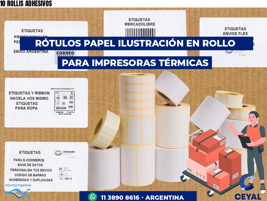 10 ROLLIS ADHESIVOS