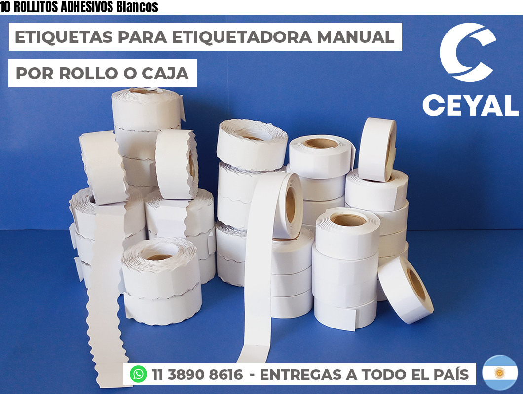 10 ROLLITOS ADHESIVOS Blancos