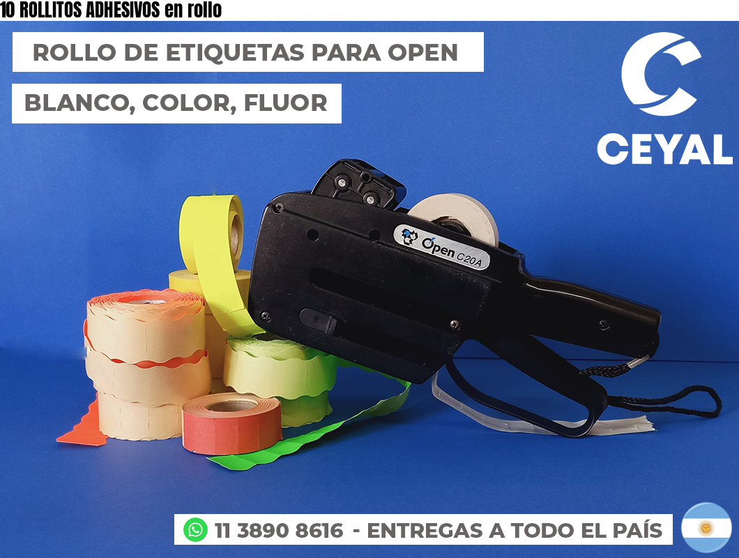 10 ROLLITOS ADHESIVOS en rollo