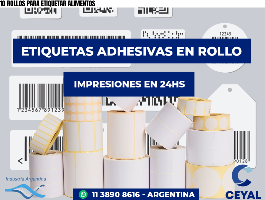 10 ROLLOS PARA ETIQUETAR ALIMENTOS