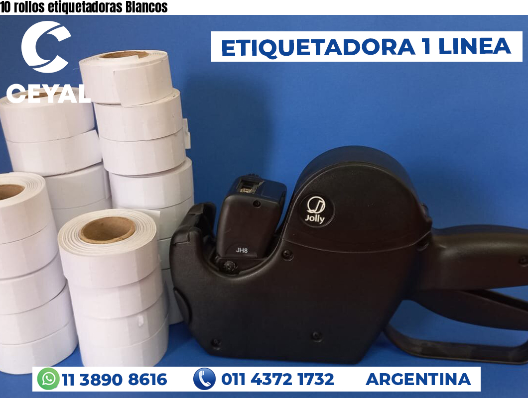 10 rollos etiquetadoras Blancos