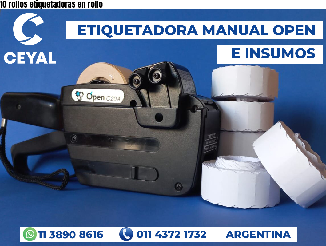 10 rollos etiquetadoras en rollo