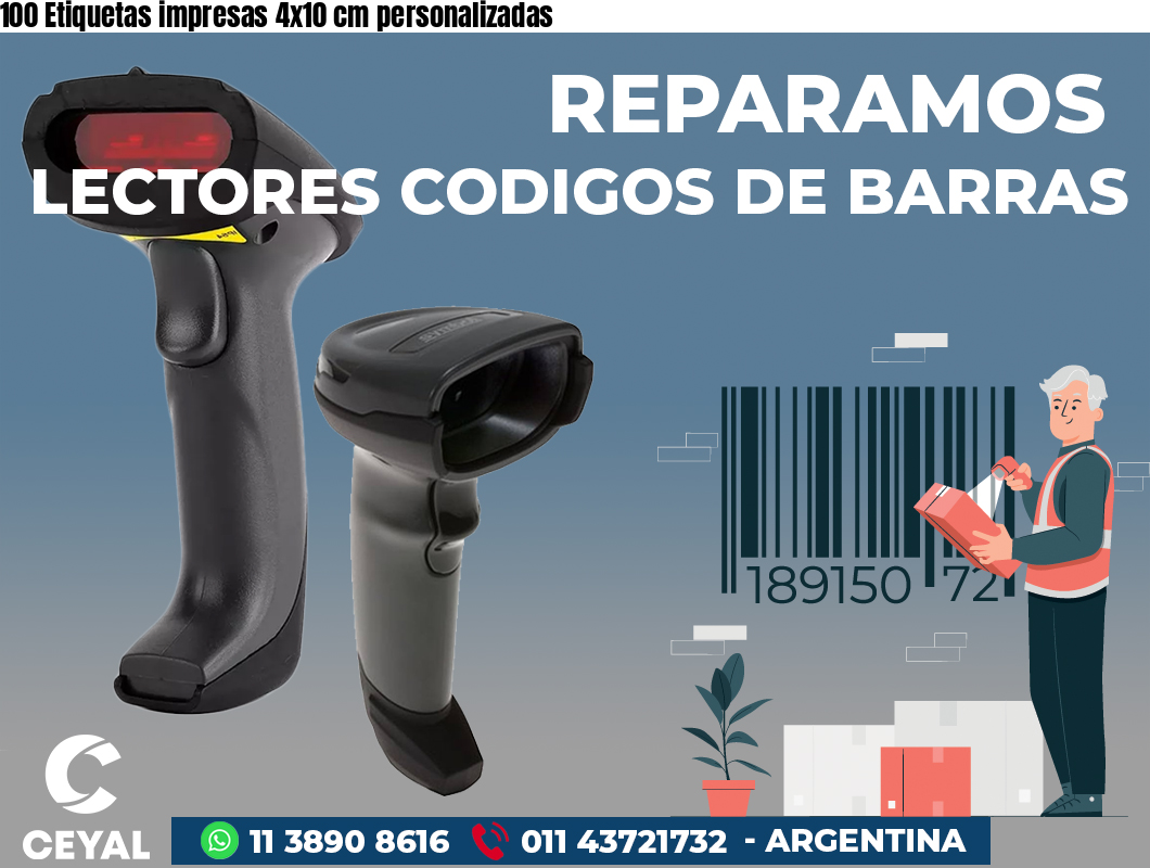 100 Etiquetas impresas 4x10 cm personalizadas
