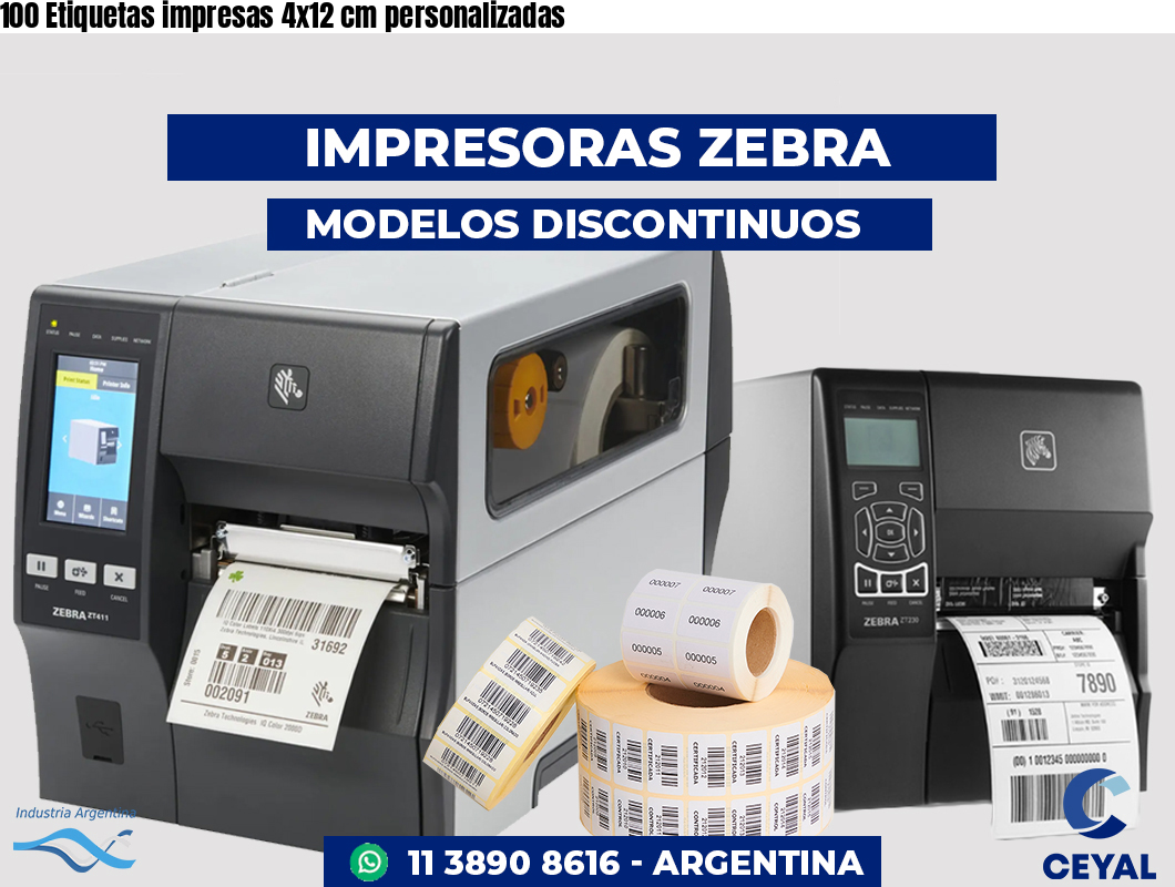 100 Etiquetas impresas 4x12 cm personalizadas